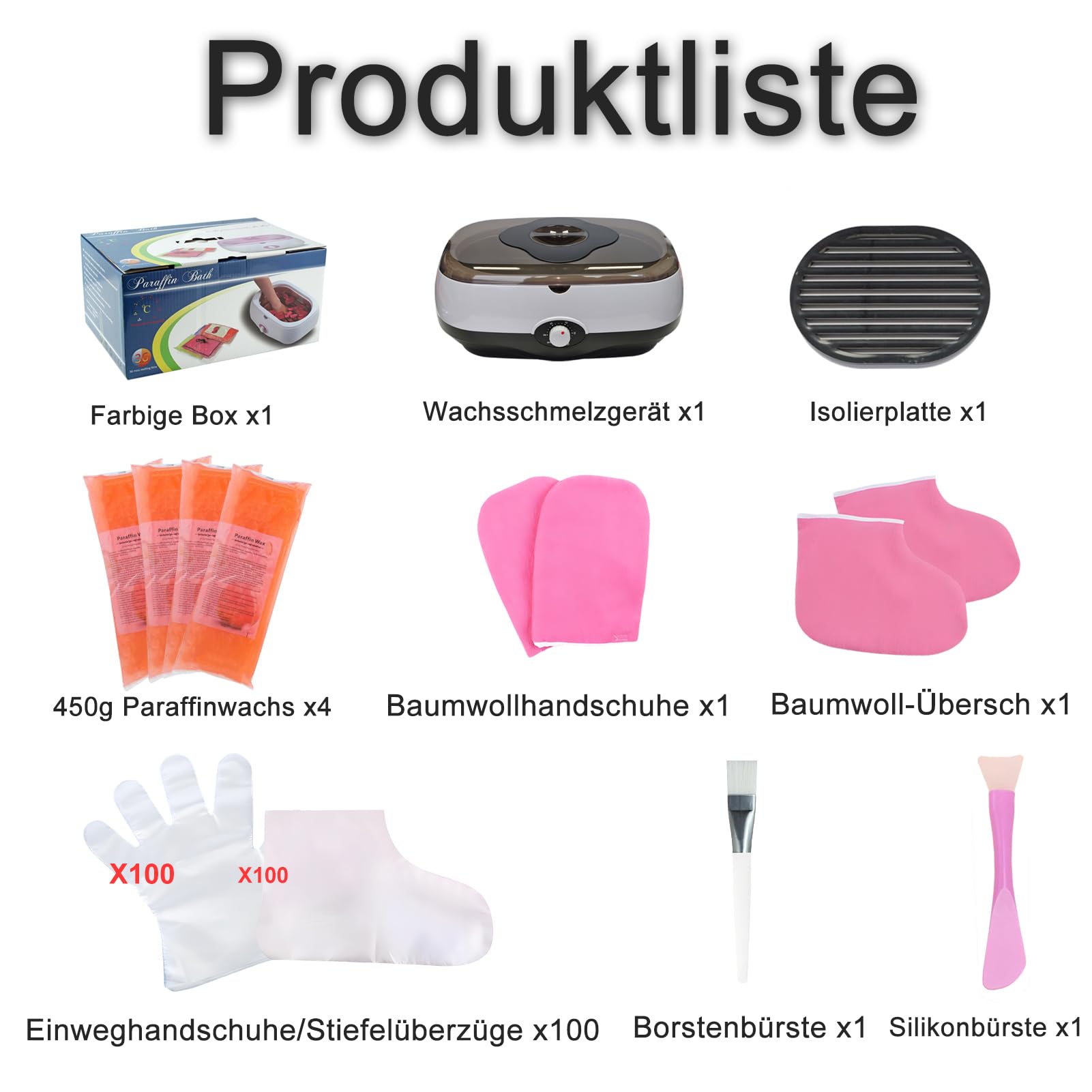Paraffinbad für Hände und Füße, 5000ml paraffinbäder, paraffinbad gerät, paraffinwachs set für Trockene, Raue Hau,mit 1800g Paraffinwachs und Zubehör, Tolles Spa Geschenk (Schwarz)
