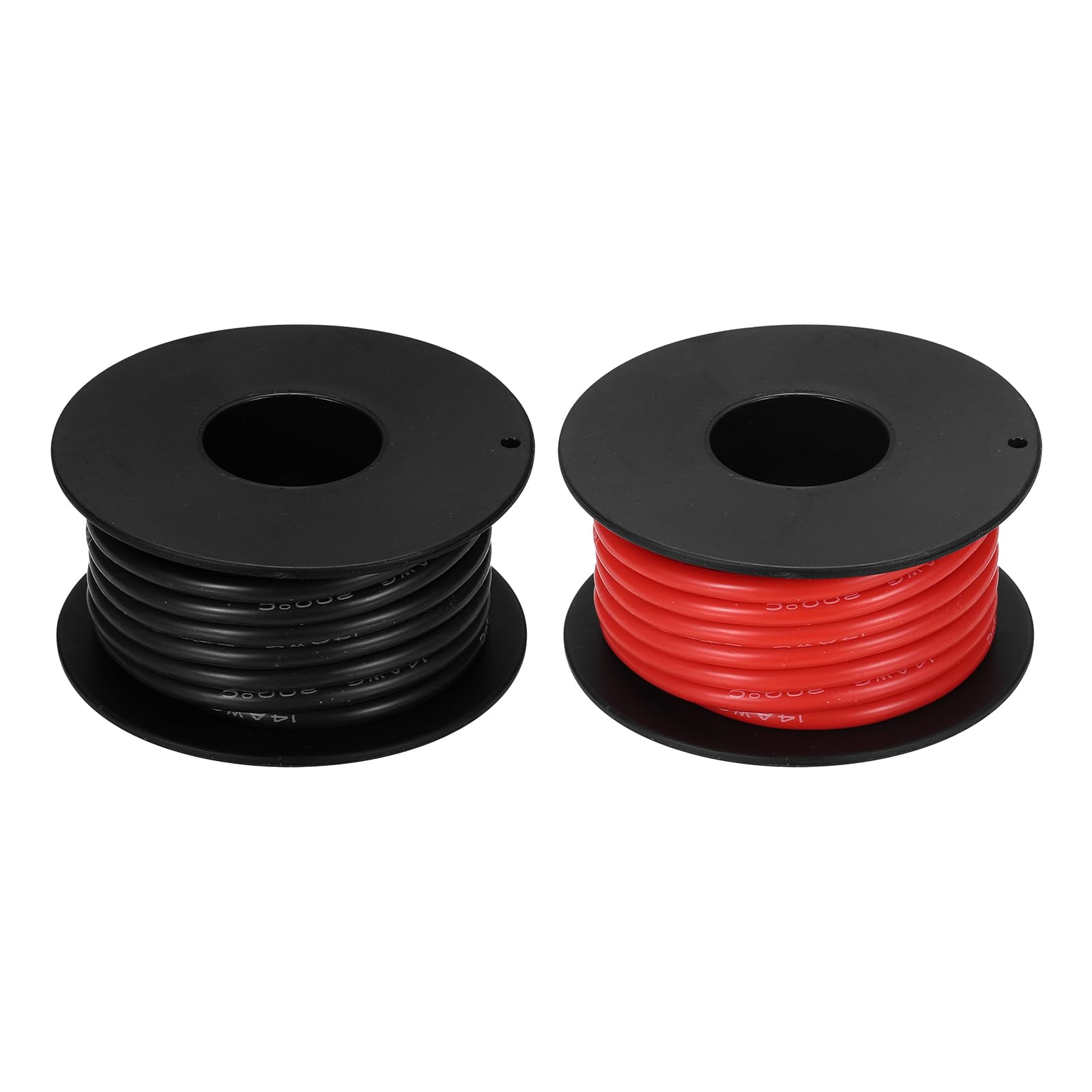 sourcing map 2pcs 14 AWG Silicone Electrical Wire Spool, 14 Gauge 4.6m/15ft Electrical Wires, 600V 200C Tinned Copper Stranded High Temp Battery Wire for Automotive, RV Inverter - Red & Black