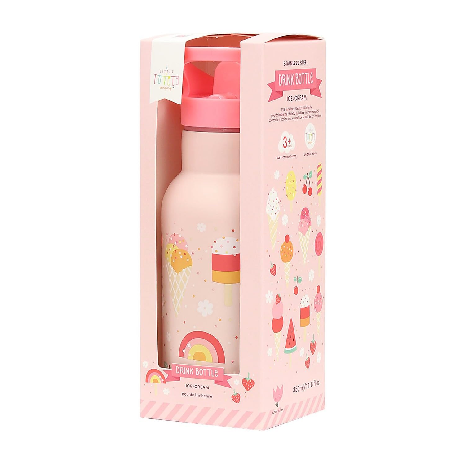 A LITTLE LOVELY COMPANY Borraccia bimbo in acciaio inox fantasia gelati