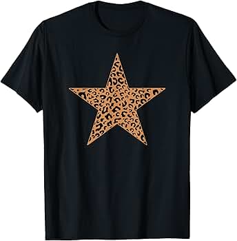 Amazon | ヒョウ柄柄星グラフィックヒョウ星プリント Tシャツ