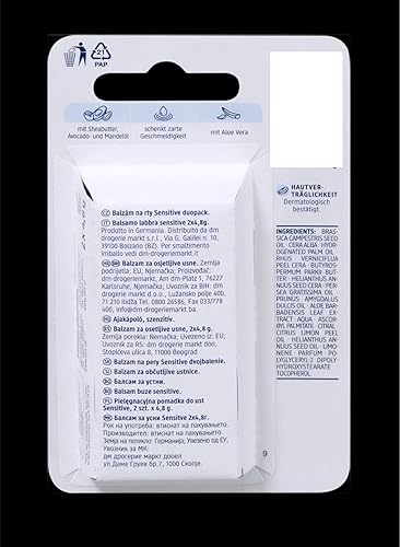 Miniatura 5 de Balea Lip Care Sensible, Hidratante Bálsamo Labial con Aloe Vera 0.34 oz (paquete de 2) - Producto alemán