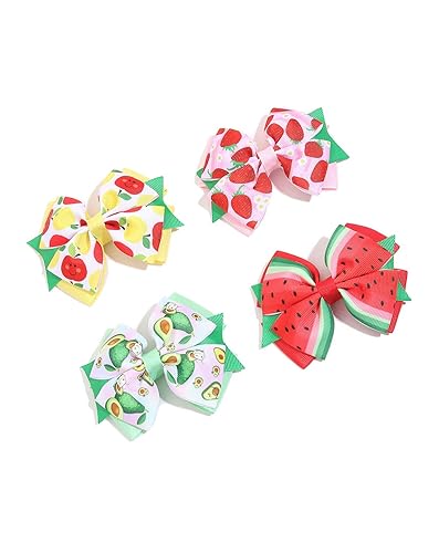 Pinza de lazo de pelo de fresa para niñas, pasadores de pelo de frutas con cinta de fresa BBG24 (juego de lazo de fruta F4)