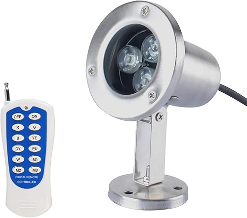 Miniatura 1 de JSN&PC Luces subacuáticas LED 9W RGB cambio de color con control remoto RF y junta impermeable IP68 para fiesta piscina fuente agua rocalla hierba