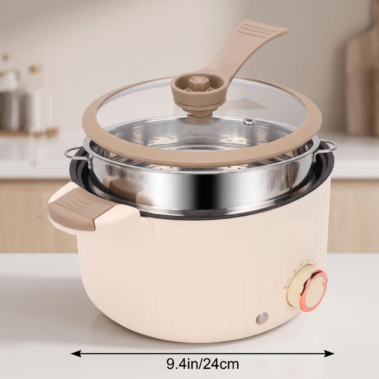 Bewinner 3L 1000W Olla Eléctrica Antiadherente con Vaporera