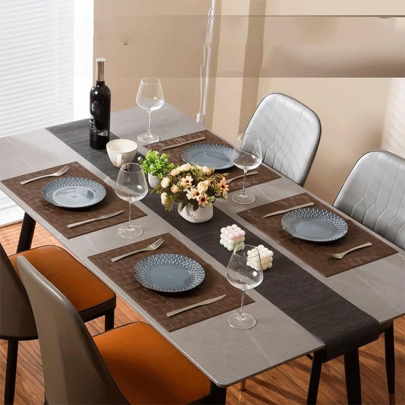 Leather Western Dining Mat Edge Pressed Light Luxury Non-Slip Heat Insulation Home Table Cup Bowl(D)