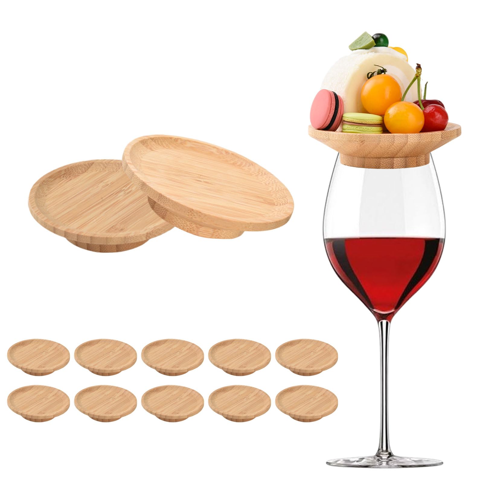 10 Pcs Wine Glass Charcuterie Topper, 4" Mini Charcuterie Boards, Wine Appetizer Plates for Family Gatherings, Restaurants, Bars