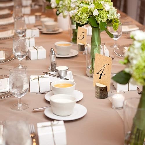 Miniatura 6 de Tarjeteros de madera para colocar 15 números de mesa con 25 tarjetas de mesa de papel kraft para colocar tarjetas de nombre, tarjeta de notas para