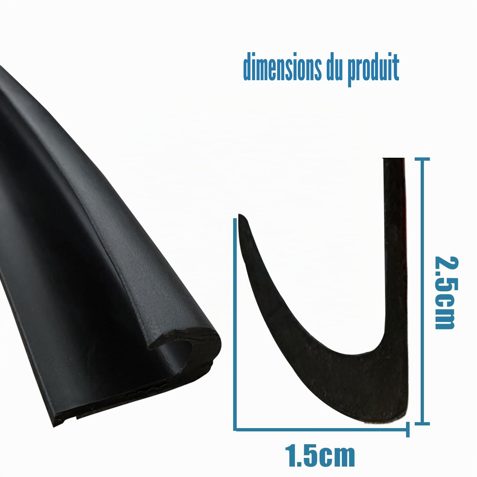 Gouttière anti-pluie, bande autocollante en PVC en forme de J, pour porte de voiture, camion, camping-car, bateau, van - Noir, 9 m