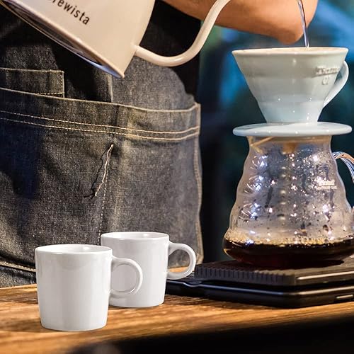 Miniatura 2 de homEdge Mini Procelain - Juego de 6 tazas de café de cerámica para expreso, 4 onzas, 4.1 fl oz, color blanco