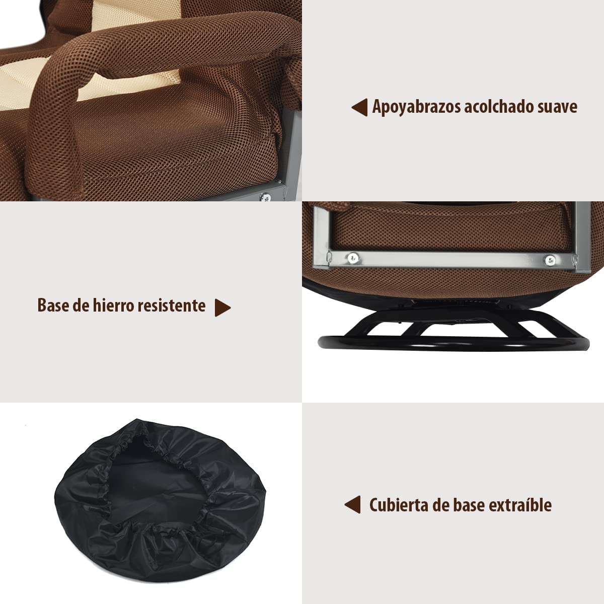 COSTWAY Silla de Suelo con Base Giratorio 360 ° y Respaldo Ajustable en 6 Posiciones Silla de Relax Meditación Sillón Perezoso Carga hasta 140 kg