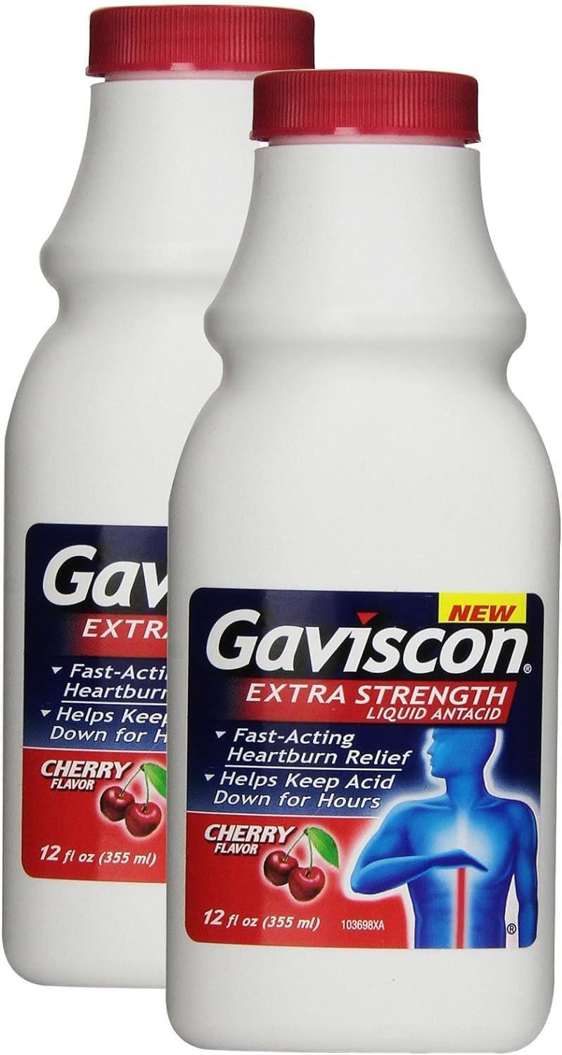 Gaviscon Extra Strength Liquid, Cherry, 12 Ounce(2 Pack)