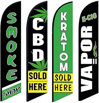 Smoke Shop Outdoor Advertising Feather Flags Banners - 4 Replacement Flags Only