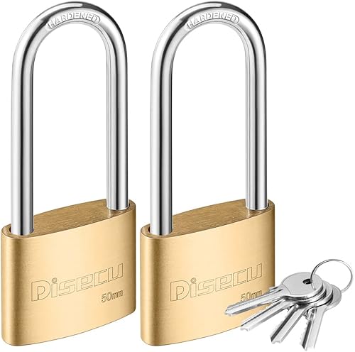 Miniatura 7 de Candado con llave de latón macizo, cuerpo de 1-916 pulgadas de ancho, grillete largo de 2.5 pulgadas de largo, cerradura impermeable para exteriores