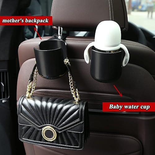 Miniatura 3 de Organizador de gancho para reposacabezas de asiento de automóvil con portavasos  Colgador universal de almacenamiento de vehículos para bolsos,