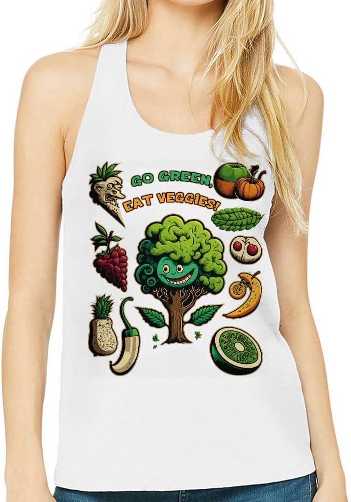 Eat Veggies Women's Racerback Tank - Themed Tank Top - Graphic Workout Tank