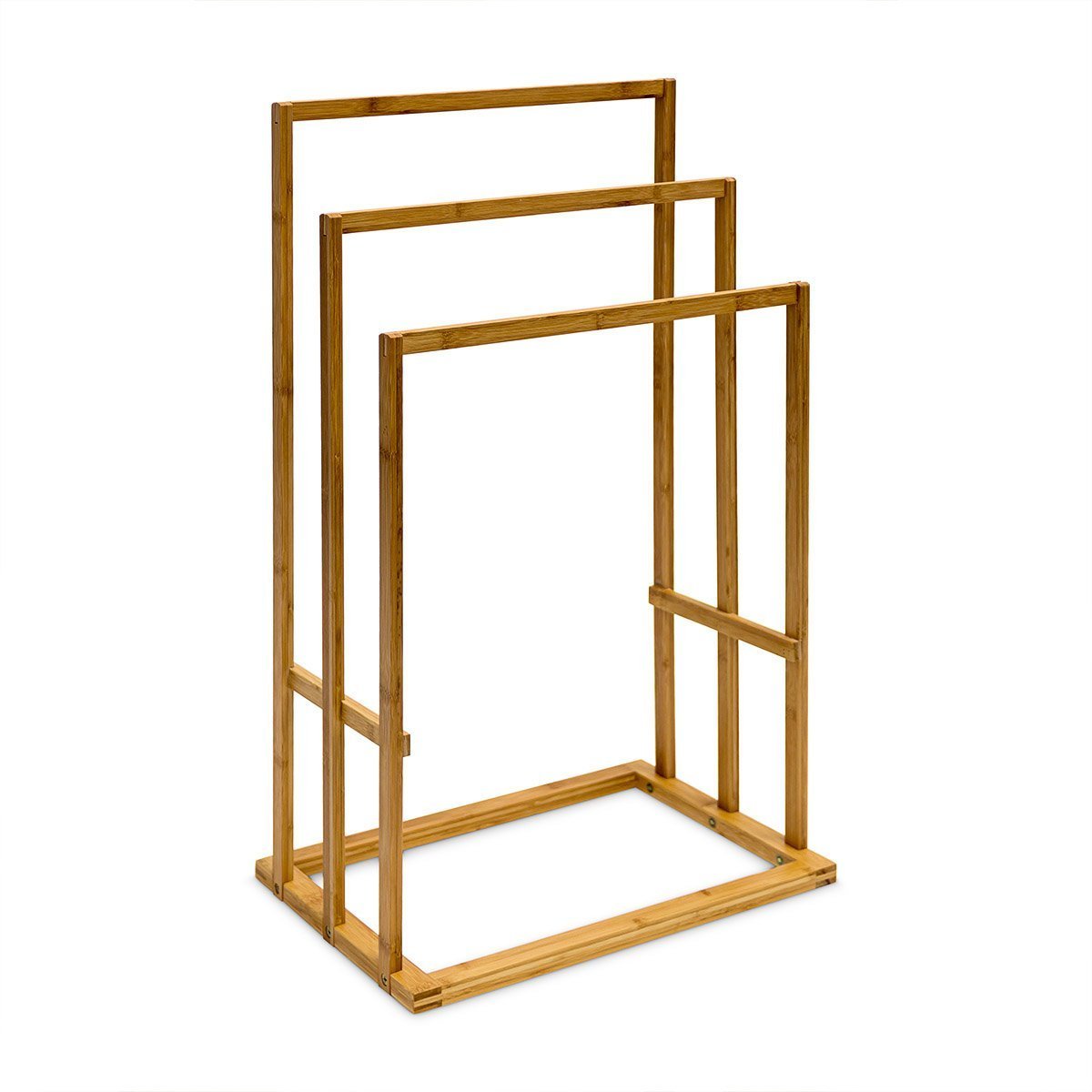 Porta Asciugamani Da Terra Piantana Legno Bambu' 3 Braccia Per Asciugamani Bagno