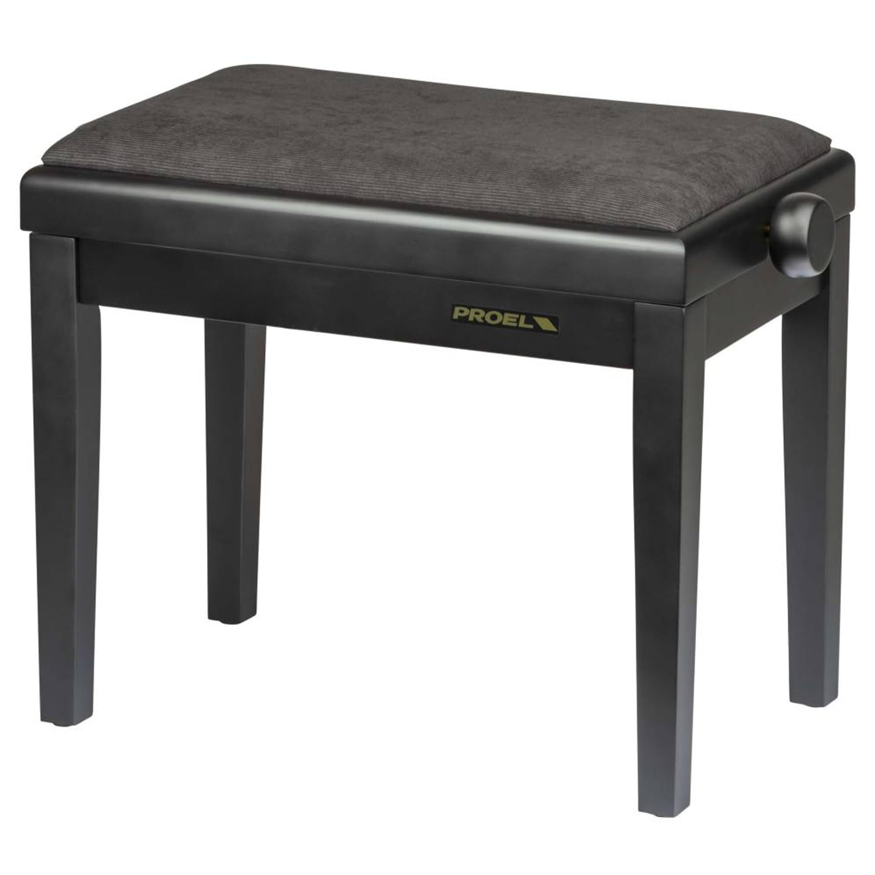 PROEL PB90VSBBK - Panca professionale regolabile in legno per piano ed organo, seduta imbottita con rivestimento in velluto nero, Telaio Nero Opaco