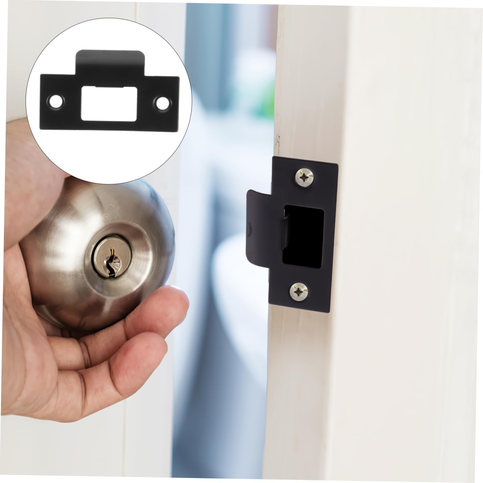 OSALADI 5 Ensembles Bloc Came Ajustable Extenseur Gabarit De Gâche De Porte Serrures À Larder Matériel Verrou Porte Plaques De Porte Couvre-plaques Acier Inoxydable Black 4 Pièces * 5