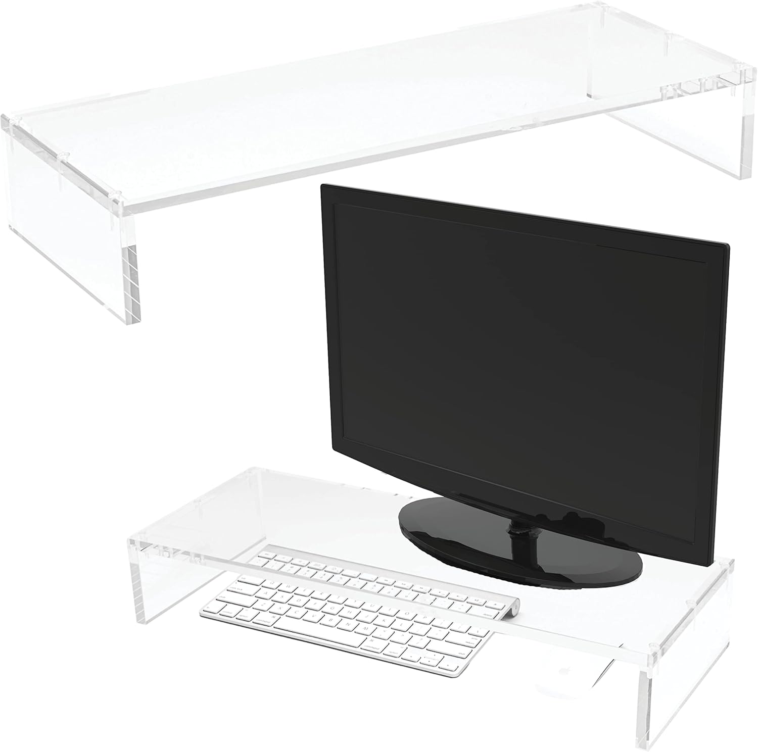 Mammoth DuraClear Acrylic Monitor Stand for Desk - 3" Elevation at 20" Wide - Elevate & Organize Your Workspace with Durable Desk Accessories Monitor Riser