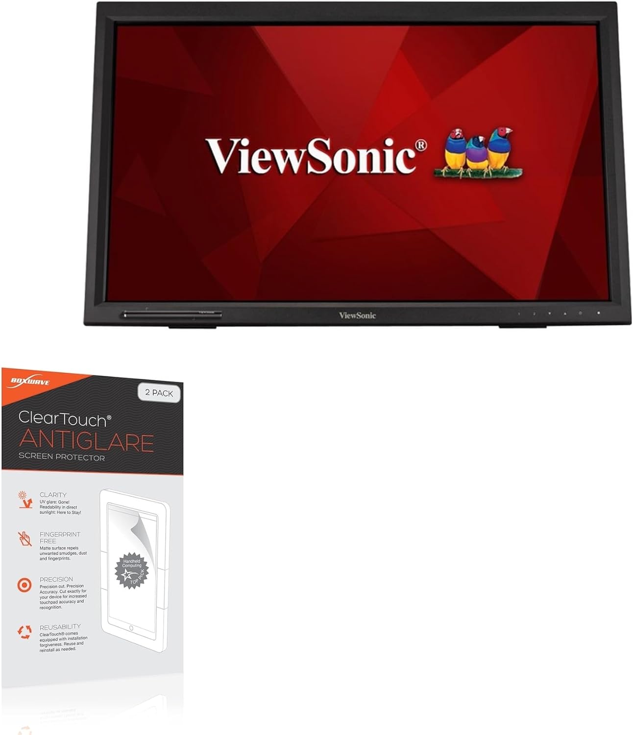 BoxWave Screen Protector Compatible with Viewsonic Monitor TD2423D (24 in) - ClearTouch Anti-Glare (2-Pack), Anti-Fingerprint Matte Film Skin