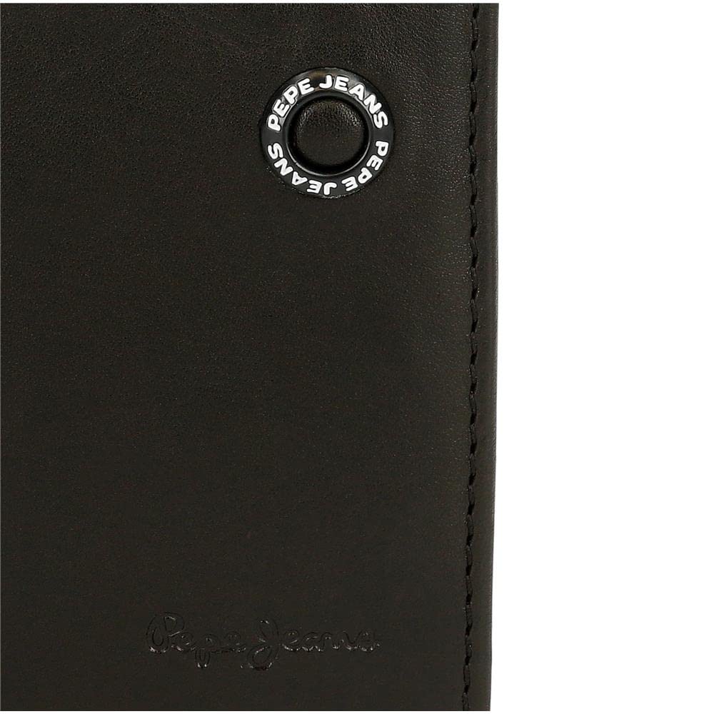 Pepe Jeans Badge Tarjetero Negro 9,5x7,5 cms Piel