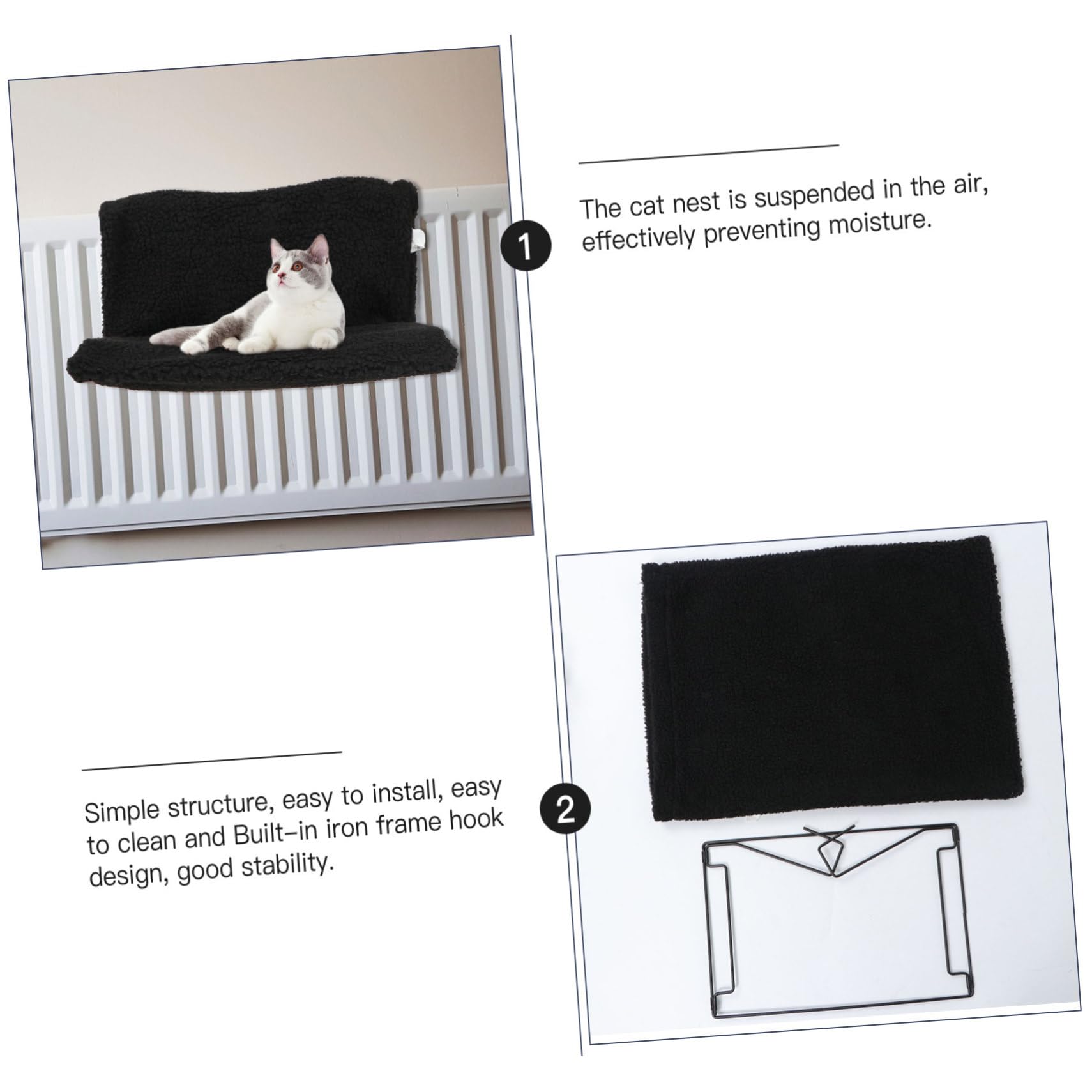 SUPVOX Hamac pour Chat Suspendu Cadre Métallique, Noir, PP