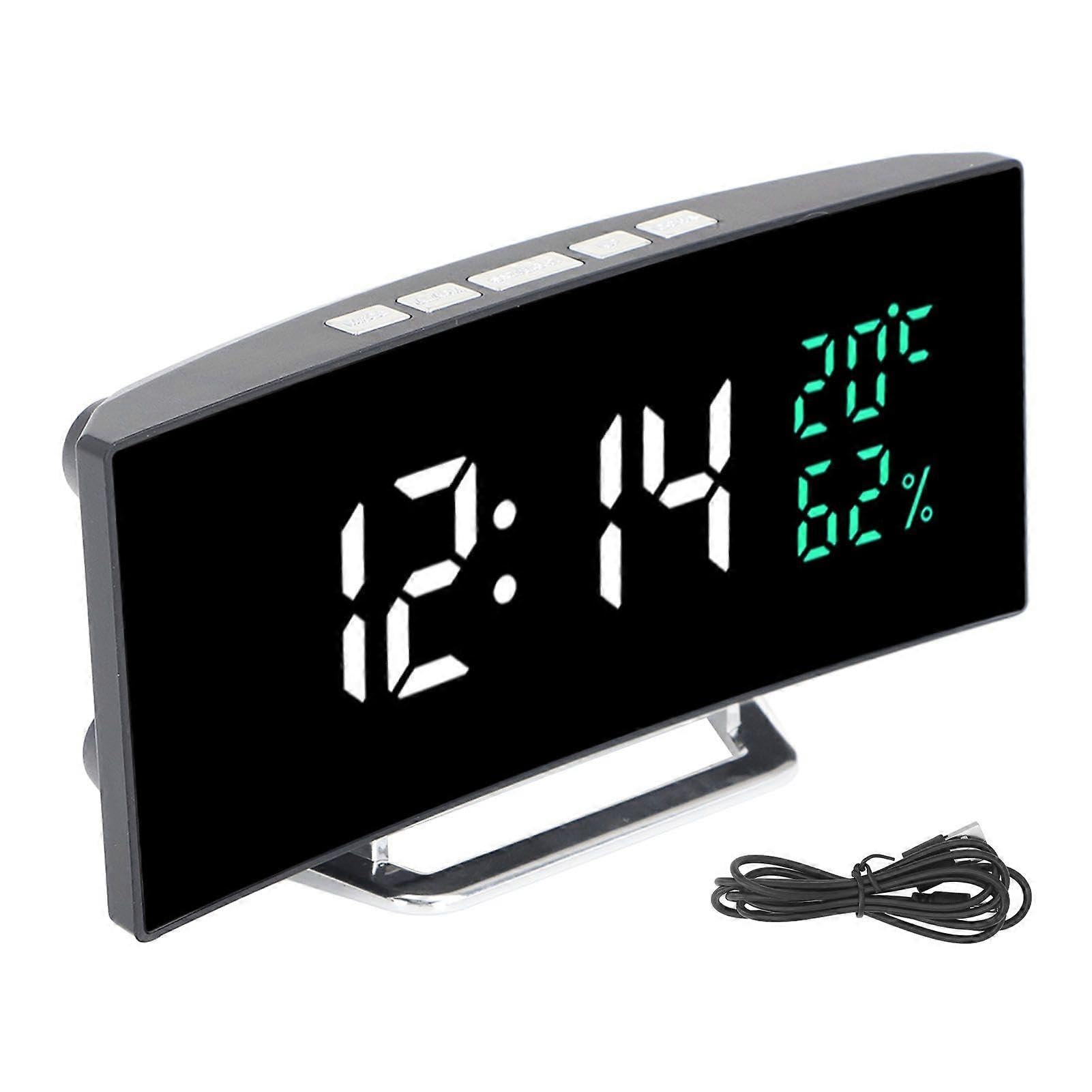 JOYHAPPST 2025 Latest Model LED Mirror Alarm Clock Curved Screen 12 24 Hour Temperature