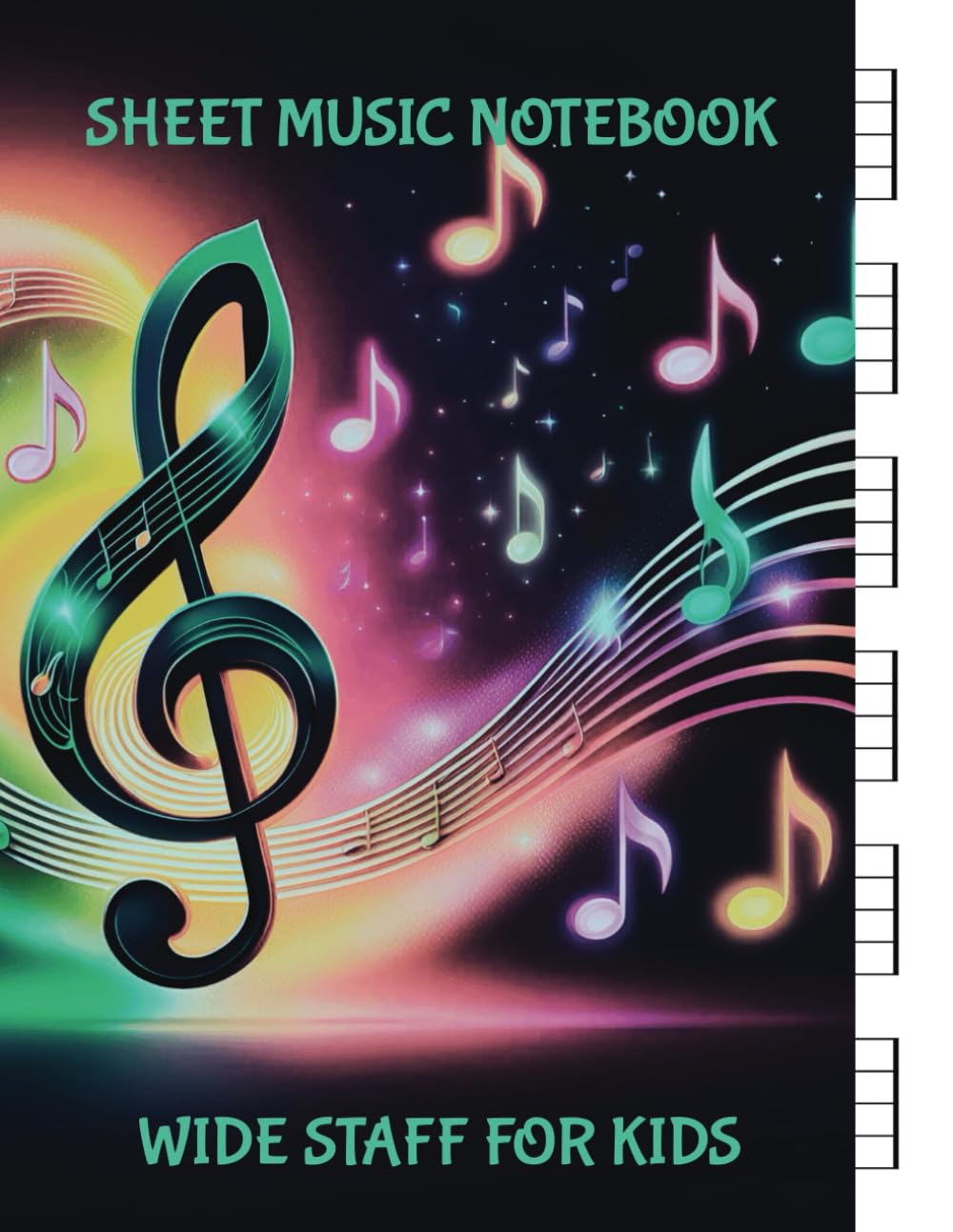 Sheet Music Notebook Wide Staff for Kids: Manuscript Paper for Music Writing | 120 Pages of Blank Sheet Music | 8.5x11 | 6 Staves Per Page