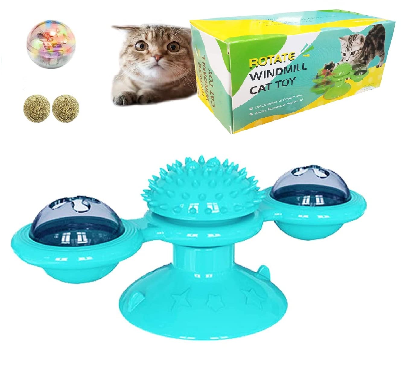 Anosiar Windmill Cat Toy,Interactive Cat Toy with Cup and 2 Catnip,Cat Toys for Indoor Cats -PEI (B08SQM759Y) Amazon Price History, Amazon Price Tracker