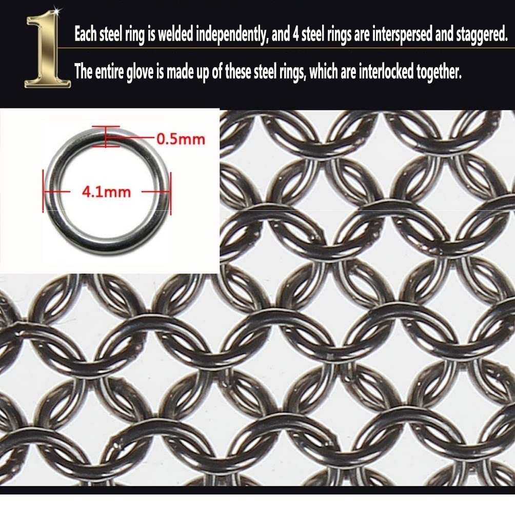 Guantes Resistentes al Corte de Acero, Guantes de Trabajo de Seguridad de protección de Grado 5 de Grado alimenticio, comunes for Manos a la Izquierda y Derecha (Size : 1pcs/S)
