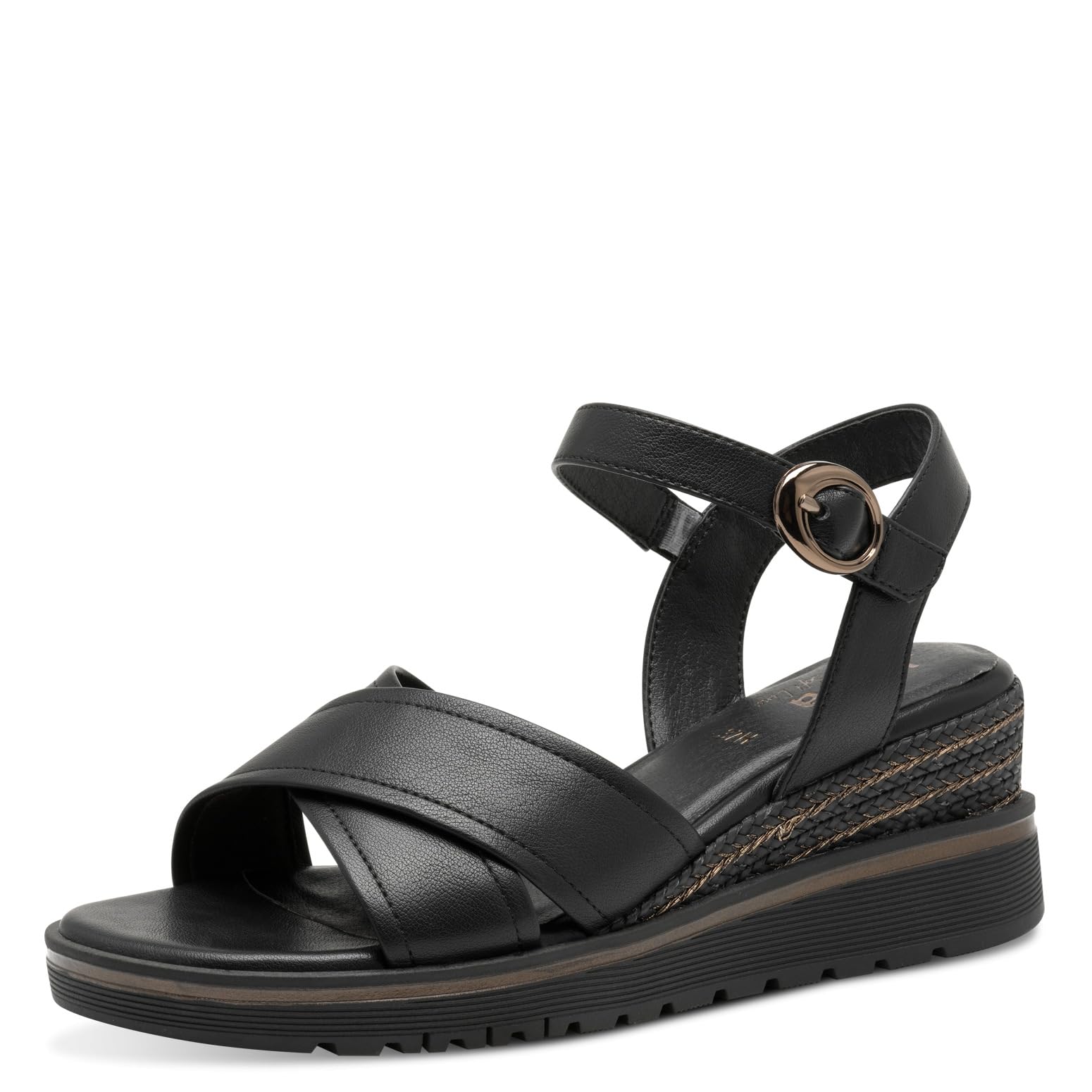 Jana Women’s Sandals with Wedge Heel Summer Vegan, Black, 3,5 UK