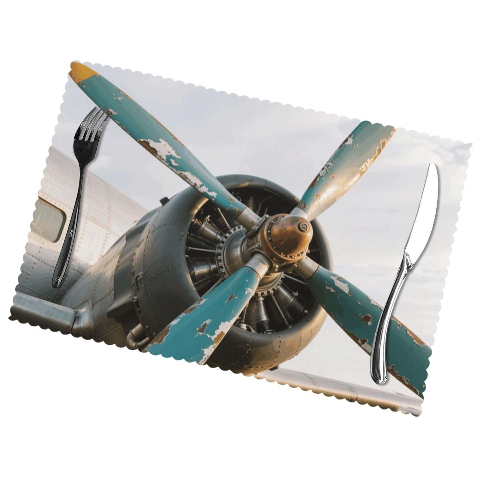 12x18 Inchplacemats Set of 6, Airplane Place Mats for Kitchen Dinning, Heat Resistant Anti Slip Table Mats, Waterproof Washable Placemat for Indoor Outdoor Party Kitchen Dining Table Décor