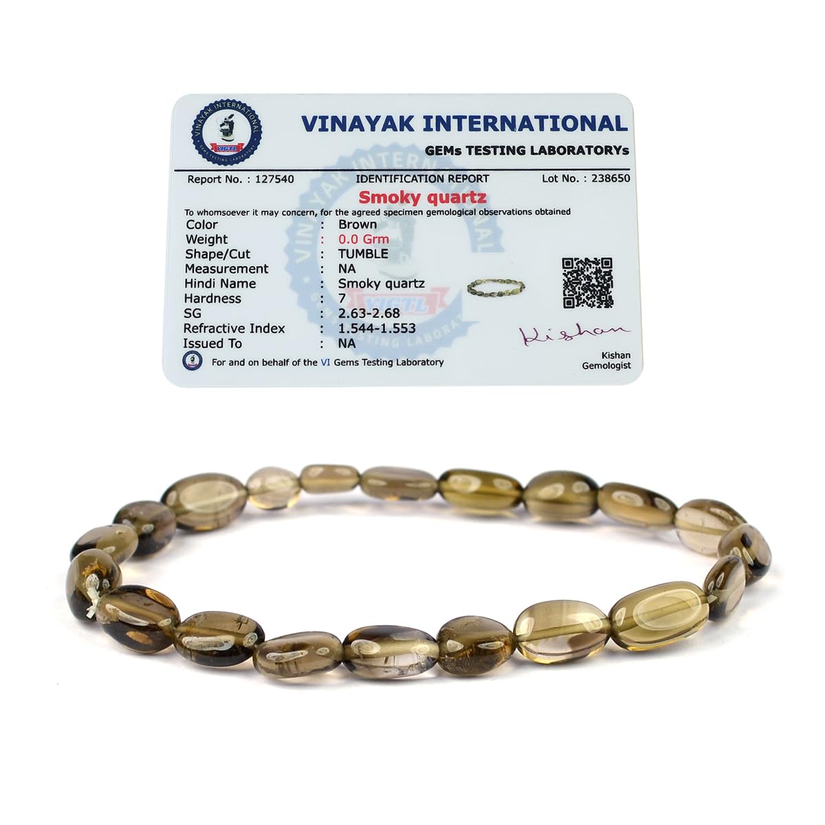 Natural Smoky Quartz Bracelet Crystal Stone Oval Bead Bracelet for Reiki Healing and Crystal Healing Stones (Color : Grey)