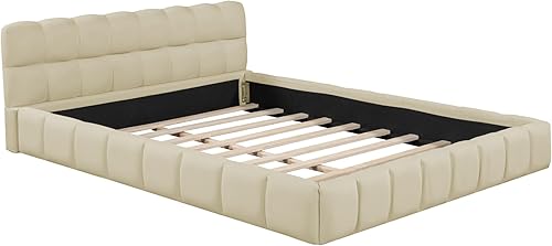 Miniatura 8 de Harper &amp; Bright Designs Cama tapizada Queen con cabecera trasera y 1 cajón grande, cama de almacenamiento de terciopelo Queen con listones de