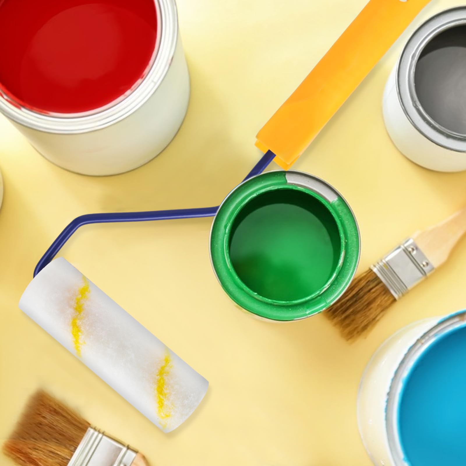 10 Pezzi Rullo per Pittura, Set di Rulli da 10 cm, Rulli per Pittura, Set di Rulli per Pittura con Manico, Rullo per Pittura Professionale, Rullo per Vernice da Parete, Rullo Spazzola per Vernice per