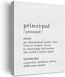 School Principal Definition Canvas Wall Art Principal Print Poster Decor Assistant Principal Art Decoration Ready to Hang 12x15 Framed, Principal Gift
