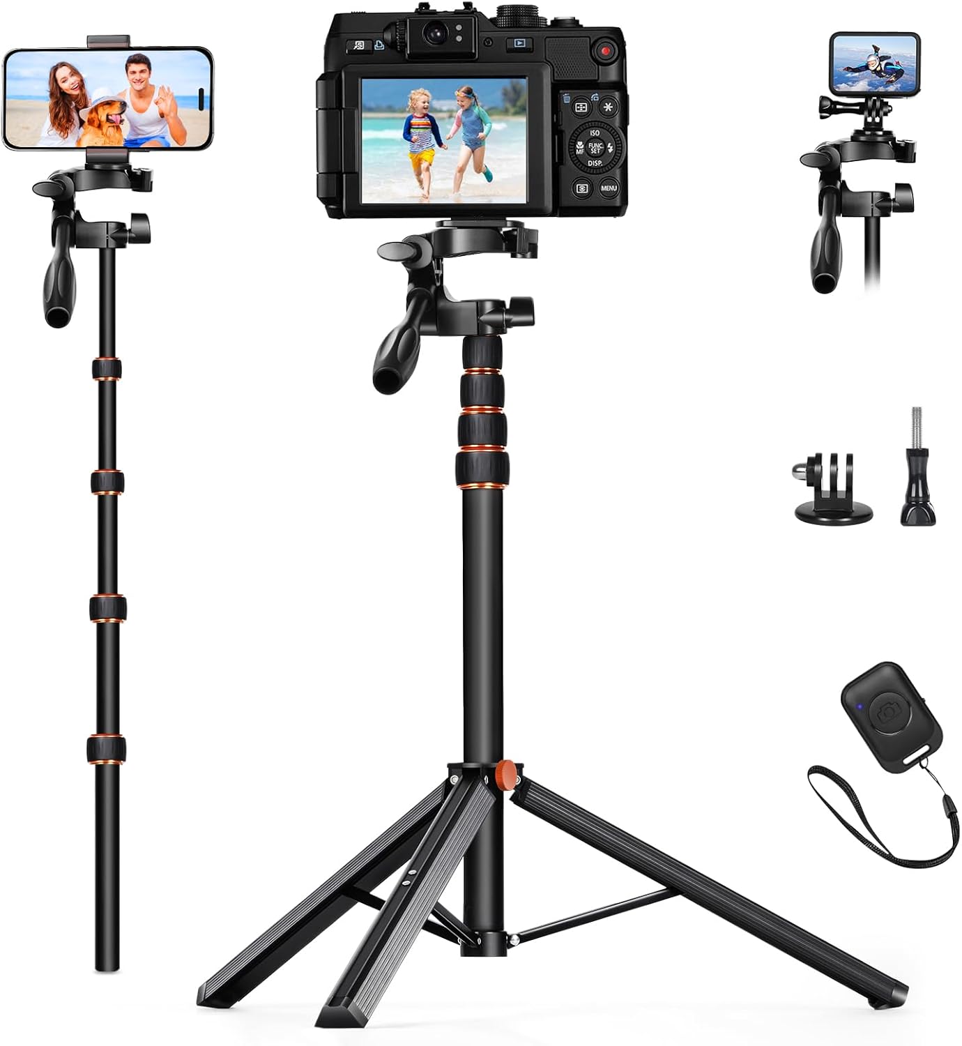 Perkisboby Phone Tripod, 63.5'' Extendable Selfie Stick Tripod with