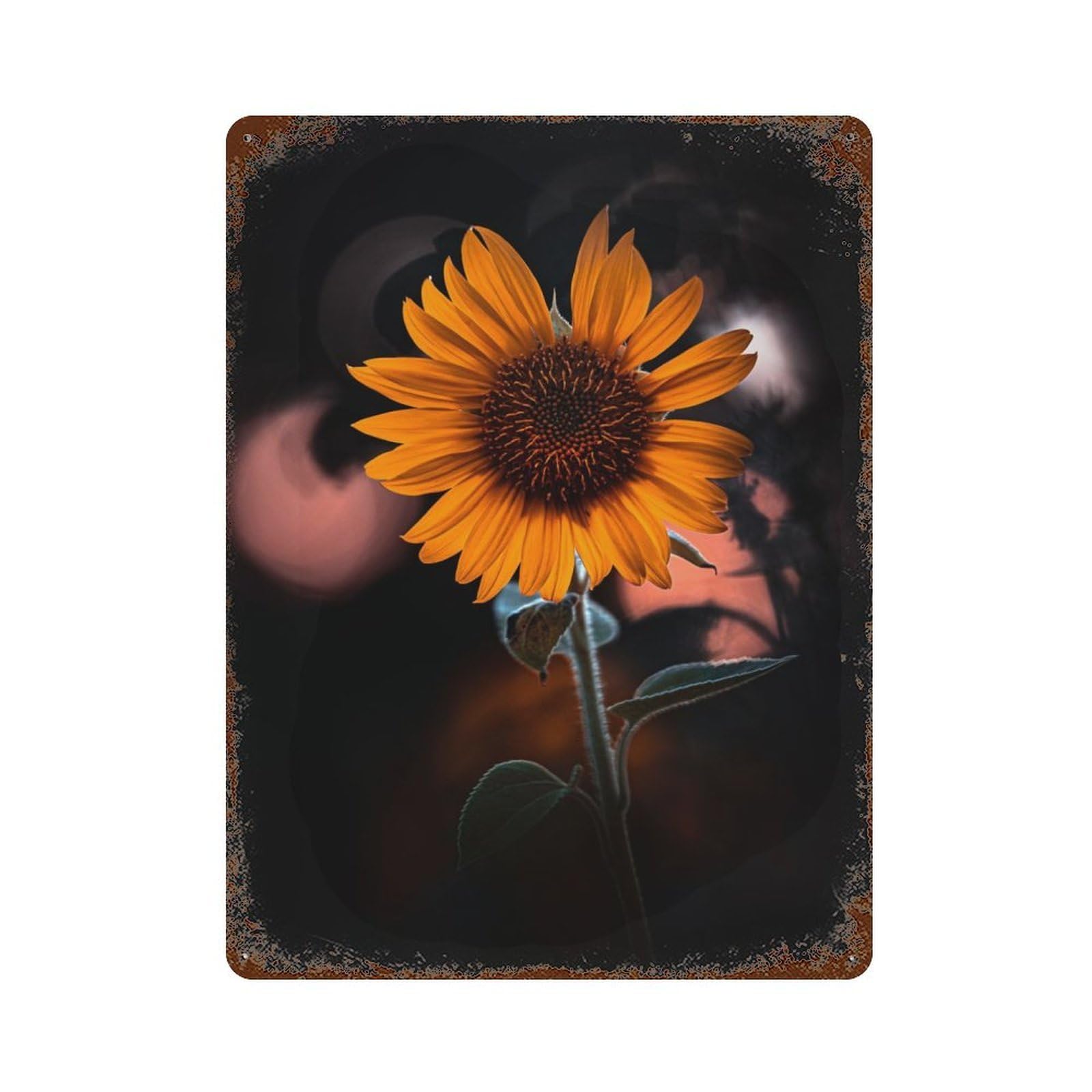 Sunflower 10 Rusty Metal Tin Sign 15.7"x11.8", Industrial Home Decor for Garage, Pub Or Kitchen