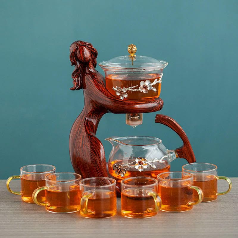 Tetera de kungfu para hacer té, juego de té automático, soporte para tetera de vidrio resistente al calor, Base, infusores de té, artículos de té