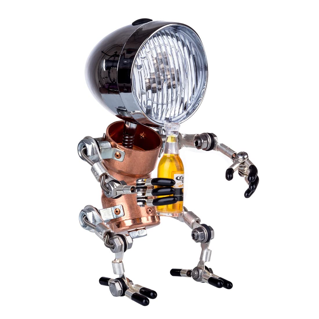 3D metalowy model lampy do montażu robota dla dorosłych, DIY, steampunk, ręcznie wykonany, mechaniczny metalowy robot, kreatywne wyznaczanie trendów, dekoracyjne prezenty dla mężczyzn (model zasilany