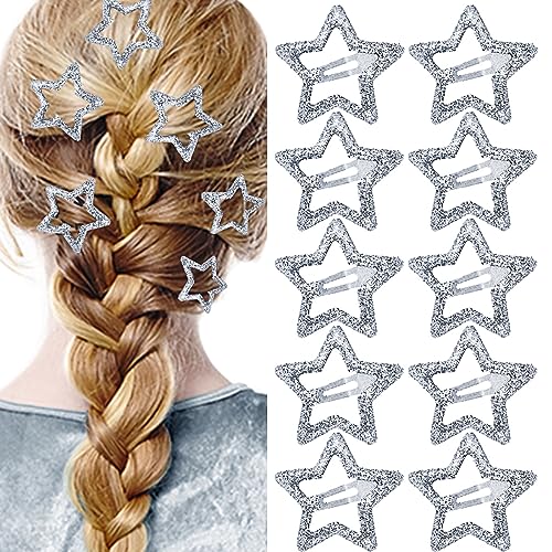 10 Pinzas de Pelo de Metal Brillantes para Niñas y Mujeres - Clips de Estrella Y2K 2000s y Accesorios Antideslizantes para Cabello Fino y Grueso miniatura 1