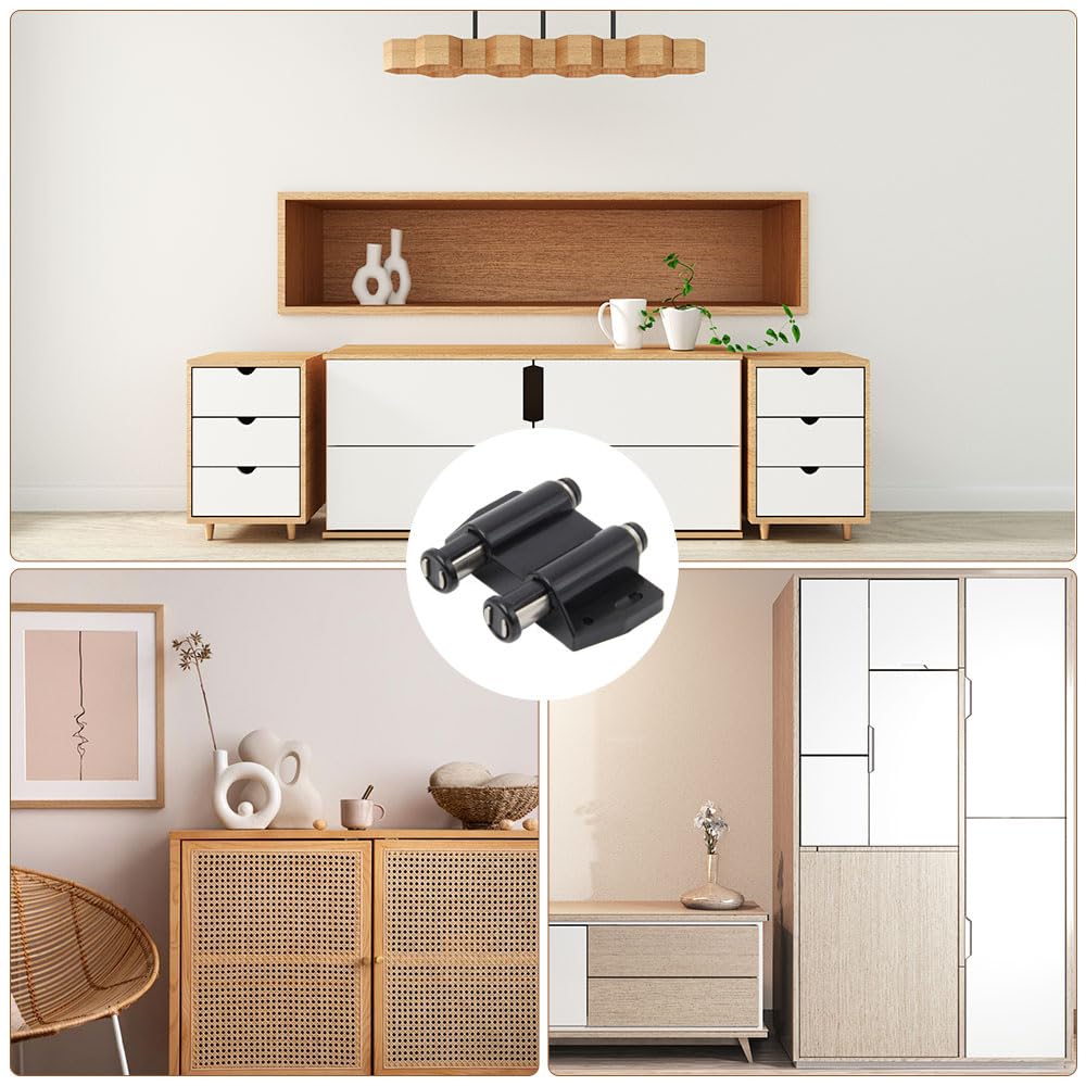 4 Pezzi Chiusura Magnetica Doppia a Spinta Push to Open Magnetico Per Ante in Plastica Chiusure Magnetiche a Molla Push Pull per Ante con Viti per Porta Armadio,Cassetto,Scorrevole (Nero)