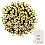 LOENDE 100 LED 8 Modes Outdoor Battery Operated String Lights, 33FT Waterproof Clear String Cable Fairy String Lights With Timer for Valentine's, Christmas, Party, Wedding Decorations (Warm White)