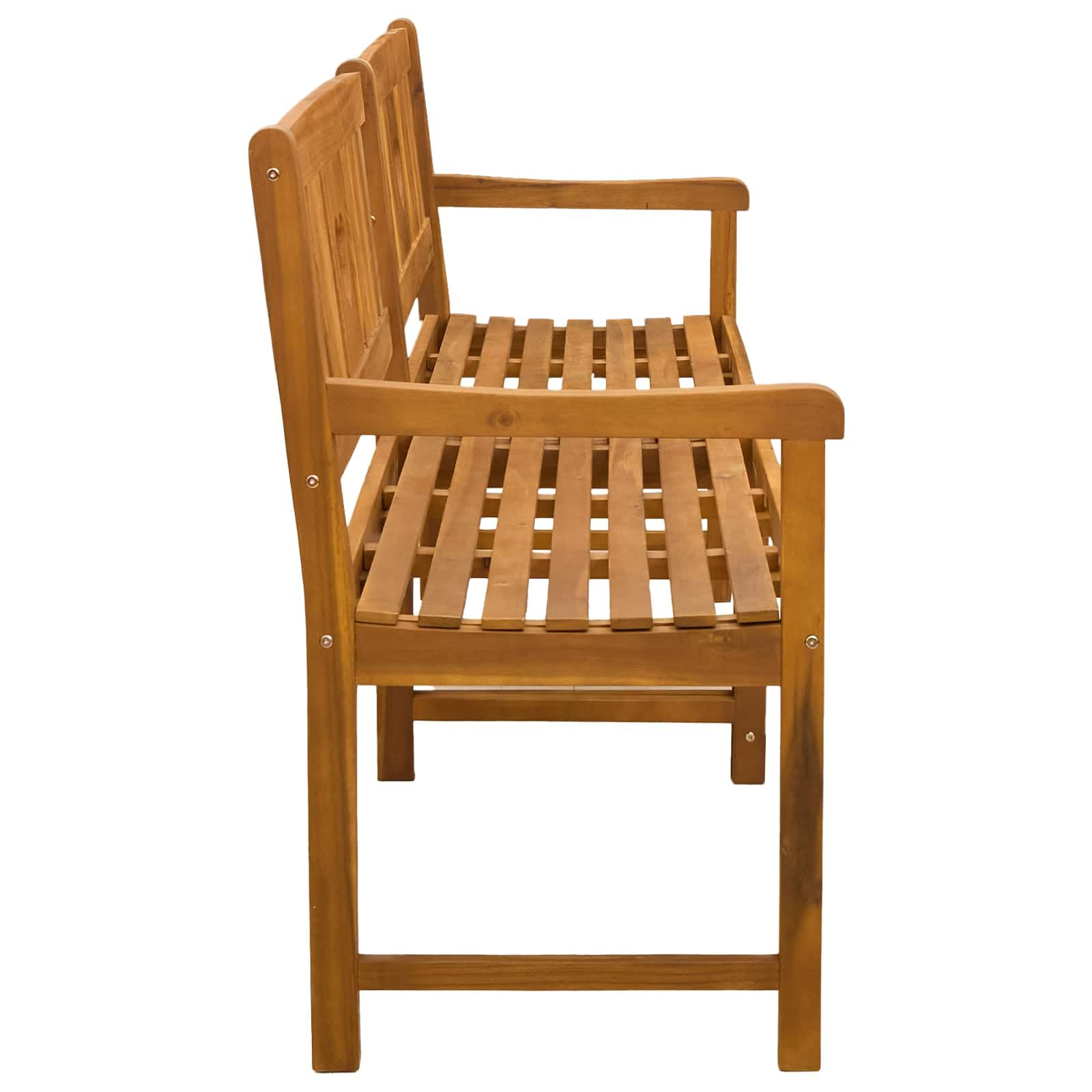 Fengshui Akazienholz Gartenbank 180 cm Natur Geolt | Massivholz, Armlehnen, Rustikales Design, Pflegeleicht, Fr Außenbereiche