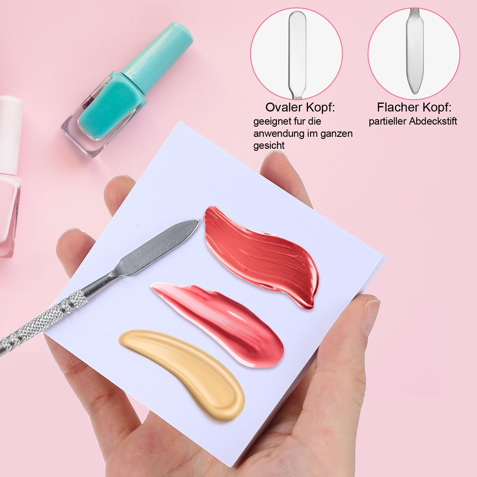 Oruola 100 Sheets Disposable Nail Art Palette Paper,Makeup Mixing Palette Paper,2 Sizes of Waterproof Portable Nail Art Palette with Stainless Cosmetic Spatula for Makeup Nail Gel Mixing Home Salon - Image 3