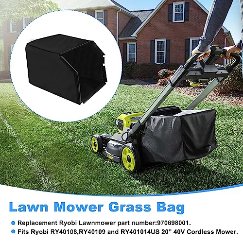 970698001 20\" Lawnmower Grass Bag for Ryobi 20\" Lawn Mower Parts RY40108, RY40109 Fits Ryobi 40V Cordless Lawn Mower Models - (NO Metal Frame)
