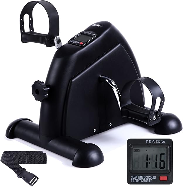 Mini Exercise Bike, Sportneer Under Desk Bike Mini Mini Exercise Bikes Portable Pedal Cycle Exercise Bike with Digital Monitor and Anti-Skid Mat, Resistance Adjustable