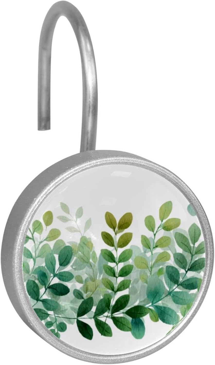 12PCS Floral Greenery (2) Shower Curtain Hooks Rings for Bathroom, Decorative Shower Curtain Hooks Rods Curtains and Liner