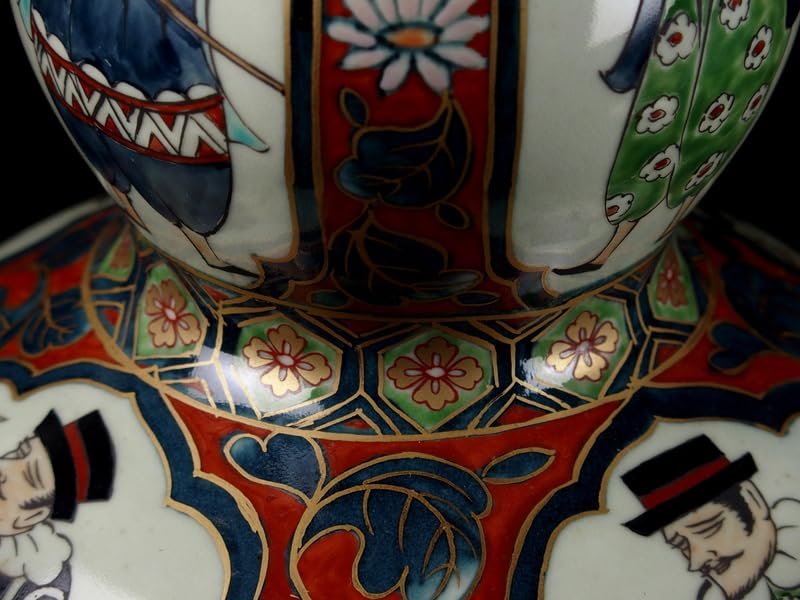 ★　名品【 錦南蛮図瓢形瓶 円左エ門 作 】染錦 金彩　金襴手 南蛮人図瓢形壷★ ☆名品【 錦南蛮図瓢形瓶 円左エ門 作 】染錦 金彩金襴手 南蛮人図瓢形壷☆