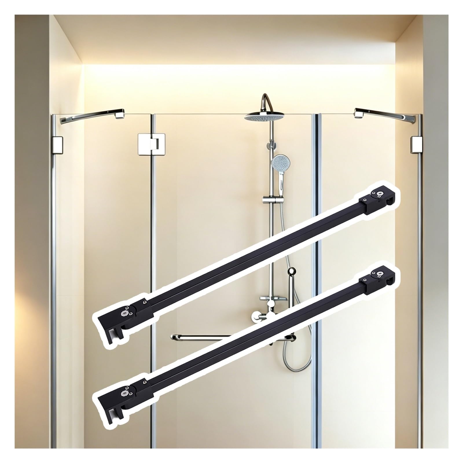 DJPHOFS Heavy Duty Bathroom Glass Fixed Support Arm, Fade-resistant Shower Stabilizer Rod Easy-install, Multi-functional Brace Bar(70cm/27.6in)